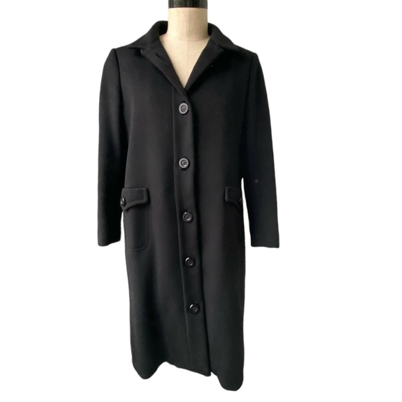 SAKS FIFTH AVENUE Vintage Ben Zuckerman black wool long evening coat, size M - Picture 1 of 11